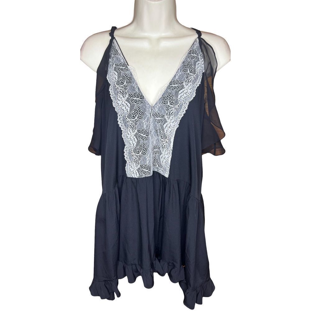 IRO Black Dress with Cream Lace Accents Size 38